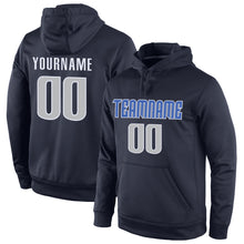 Load image into Gallery viewer, Custom Stitched Navy Gray-Blue Sports Pullover Sweatshirt Hoodie