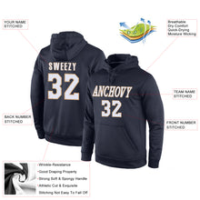 Load image into Gallery viewer, Custom Stitched Navy White-Old Gold Sports Pullover Sweatshirt Hoodie