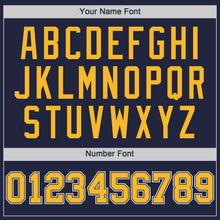 Load image into Gallery viewer, Custom Navy Gold-White Authentic Baseball Jersey
