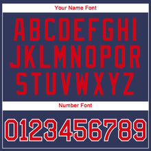 Load image into Gallery viewer, Custom Navy Red-White Authentic Throwback Rib-Knit Baseball Jersey Shirt