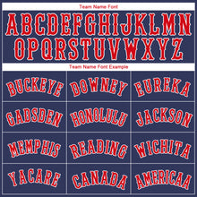 Load image into Gallery viewer, Custom Navy Red-White Authentic Throwback Rib-Knit Baseball Jersey Shirt