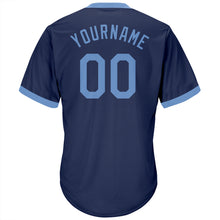Load image into Gallery viewer, Custom Navy Light Blue Authentic Throwback Rib-Knit Baseball Jersey Shirt