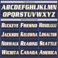 Load image into Gallery viewer, Custom Navy Gold-White Authentic Throwback Rib-Knit Baseball Jersey Shirt