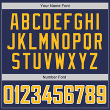 Load image into Gallery viewer, Custom Navy Gold-White Authentic Throwback Rib-Knit Baseball Jersey Shirt