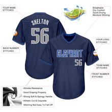 Load image into Gallery viewer, Custom Navy Gray-Blue Authentic Throwback Rib-Knit Baseball Jersey Shirt