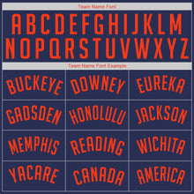 Load image into Gallery viewer, Custom Navy Orange-Blue Authentic Throwback Rib-Knit Baseball Jersey Shirt