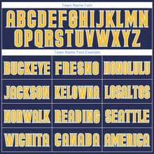 Load image into Gallery viewer, Custom Navy White-Gold Authentic Throwback Rib-Knit Baseball Jersey Shirt