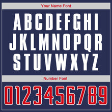 Load image into Gallery viewer, Custom Navy Red-White Authentic Throwback Rib-Knit Baseball Jersey Shirt