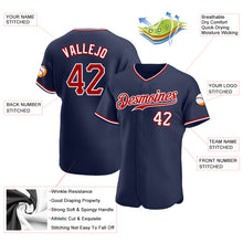 Load image into Gallery viewer, Custom Navy Red-White Authentic Baseball Jersey