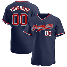 Load image into Gallery viewer, Custom Navy Red-White Authentic Baseball Jersey