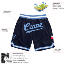 Load image into Gallery viewer, Custom Navy Light Blue-White Authentic Throwback Basketball Shorts