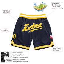 Load image into Gallery viewer, Custom Navy Gold-White Authentic Throwback Basketball Shorts