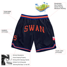 Load image into Gallery viewer, Custom Navy Orange-Royal Authentic Throwback Basketball Shorts