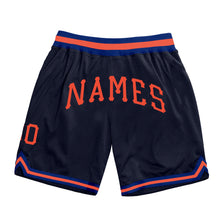 Load image into Gallery viewer, Custom Navy Orange-Royal Authentic Throwback Basketball Shorts