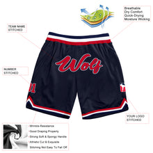 Load image into Gallery viewer, Custom Navy Red-White Authentic Throwback Basketball Shorts