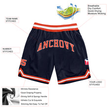 Load image into Gallery viewer, Custom Navy Orange-White Authentic Throwback Basketball Shorts