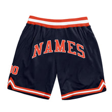 Load image into Gallery viewer, Custom Navy Orange-White Authentic Throwback Basketball Shorts