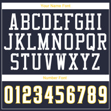 Load image into Gallery viewer, Custom Navy White-Gold Authentic Throwback Basketball Jersey