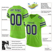 Load image into Gallery viewer, Custom Neon Green Navy-White Mesh Authentic Football Jersey