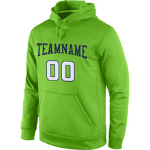 Load image into Gallery viewer, Custom Stitched Neon Green White-Navy Sports Pullover Sweatshirt Hoodie