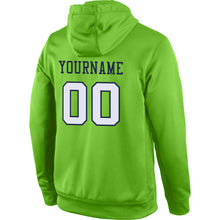 Load image into Gallery viewer, Custom Stitched Neon Green White-Navy Sports Pullover Sweatshirt Hoodie
