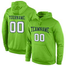 Load image into Gallery viewer, Custom Stitched Neon Green White-Navy Sports Pullover Sweatshirt Hoodie