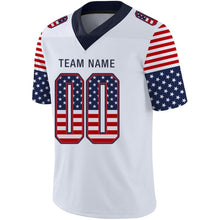Load image into Gallery viewer, Custom White Navy-Scarlet USA Flag Fashion Football Jersey