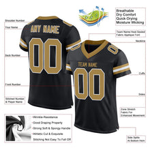 Load image into Gallery viewer, Custom Black Old Gold-White Mesh Authentic Football Jersey