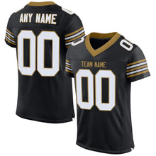 Load image into Gallery viewer, Custom Black White-Old Gold Mesh Authentic Football Jersey