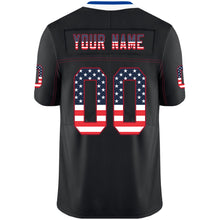 Load image into Gallery viewer, Custom Lights Out Black Scarlet-Royal USA Flag Fashion Football Jersey