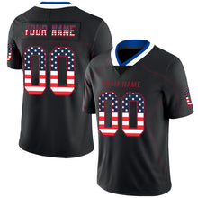 Load image into Gallery viewer, Custom Lights Out Black Scarlet-Royal USA Flag Fashion Football Jersey