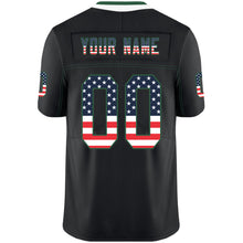 Load image into Gallery viewer, Custom Lights Out Black Gotham Green-White USA Flag Fashion Football Jersey