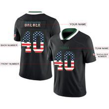 Load image into Gallery viewer, Custom Lights Out Black Gotham Green-White USA Flag Fashion Football Jersey