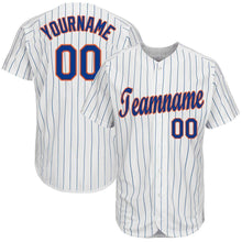 Load image into Gallery viewer, Custom White Royal Strip Royal-Orange Baseball Jersey