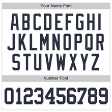 Load image into Gallery viewer, Custom White Navy Strip Navy Baseball Jersey