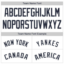 Load image into Gallery viewer, Custom White Navy Strip Navy Baseball Jersey