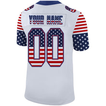 Load image into Gallery viewer, Custom White Royal-Scarlet USA Flag Fashion Football Jersey