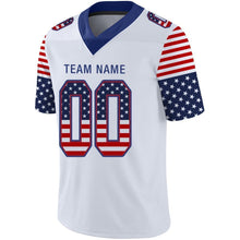 Load image into Gallery viewer, Custom White Royal-Scarlet USA Flag Fashion Football Jersey