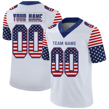 Load image into Gallery viewer, Custom White Royal-Scarlet USA Flag Fashion Football Jersey