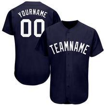 Load image into Gallery viewer, Custom Navy White Baseball Jersey