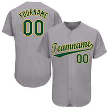 Load image into Gallery viewer, Custom Gray Green-Gold Baseball Jersey