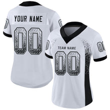 Load image into Gallery viewer, Custom White Black-Silver Mesh Drift Fashion Football Jersey