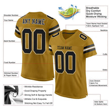 Load image into Gallery viewer, Custom Old Gold Black-White Mesh Authentic Football Jersey