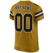 Load image into Gallery viewer, Custom Old Gold Black-White Mesh Authentic Football Jersey