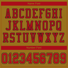 Load image into Gallery viewer, Custom Old Gold Red-Black Mesh Authentic Football Jersey