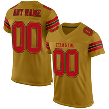 Load image into Gallery viewer, Custom Old Gold Red-Black Mesh Authentic Football Jersey
