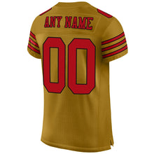 Load image into Gallery viewer, Custom Old Gold Red-Black Mesh Authentic Football Jersey