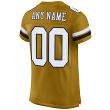 Load image into Gallery viewer, Custom Old Gold White-Black Mesh Authentic Football Jersey