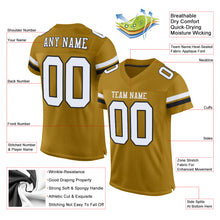 Load image into Gallery viewer, Custom Old Gold White-Black Mesh Authentic Football Jersey