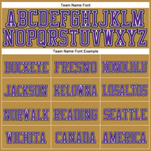 Load image into Gallery viewer, Custom Old Gold Purple-Black Stitched Cuffed Knit Hat